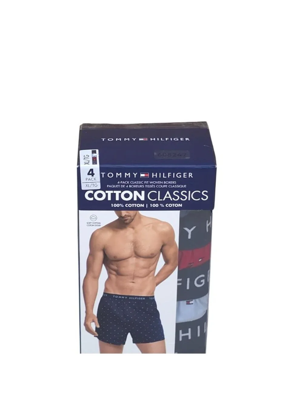 Tommy Hilfiger Mens 4-Pack Cotton Classics Woven Boxers XL Red Navy Blue